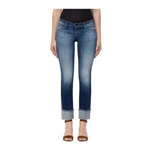 J Brand Jasper Hipster Low Rise Denim Raw Hem Cuffed Straight Leg Jeans Blue 26